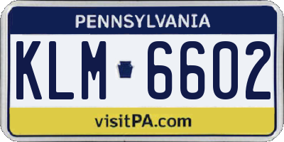 PA license plate KLM6602