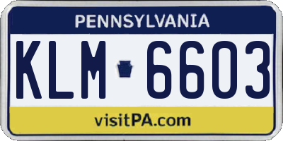 PA license plate KLM6603
