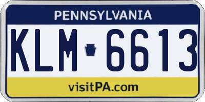 PA license plate KLM6613