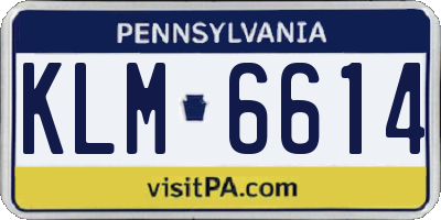 PA license plate KLM6614