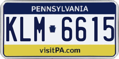 PA license plate KLM6615