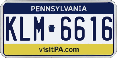 PA license plate KLM6616