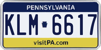 PA license plate KLM6617