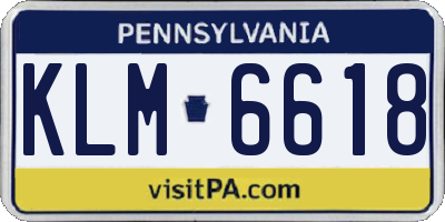 PA license plate KLM6618