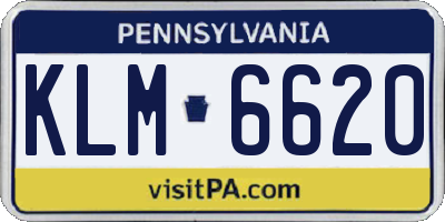 PA license plate KLM6620