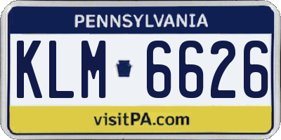 PA license plate KLM6626