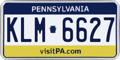 PA license plate KLM6627