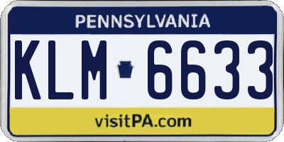 PA license plate KLM6633