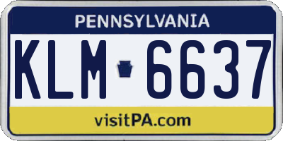 PA license plate KLM6637