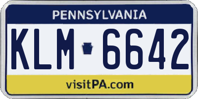 PA license plate KLM6642