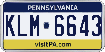 PA license plate KLM6643