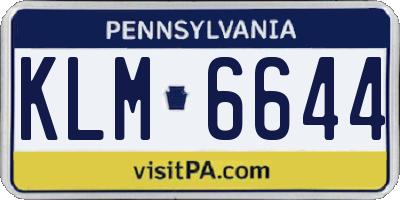 PA license plate KLM6644