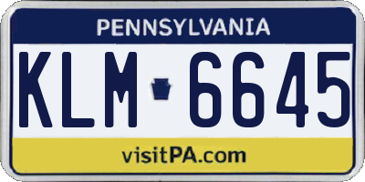 PA license plate KLM6645