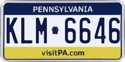PA license plate KLM6646