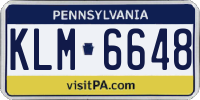 PA license plate KLM6648