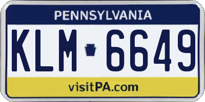 PA license plate KLM6649