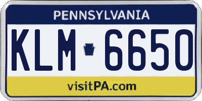 PA license plate KLM6650