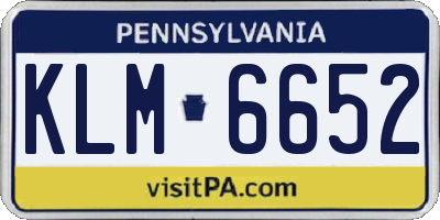 PA license plate KLM6652