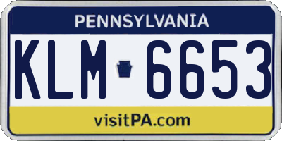 PA license plate KLM6653