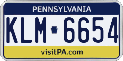 PA license plate KLM6654