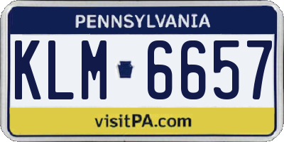PA license plate KLM6657