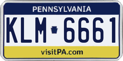 PA license plate KLM6661