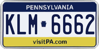 PA license plate KLM6662