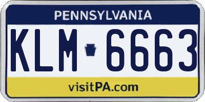 PA license plate KLM6663