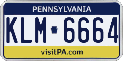 PA license plate KLM6664