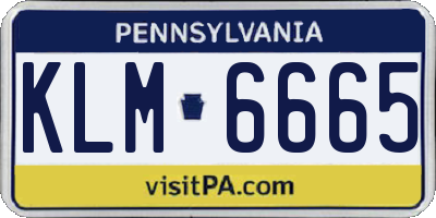 PA license plate KLM6665