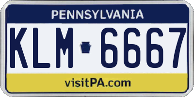 PA license plate KLM6667