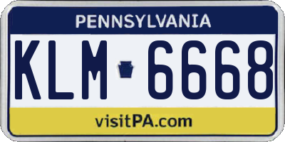 PA license plate KLM6668