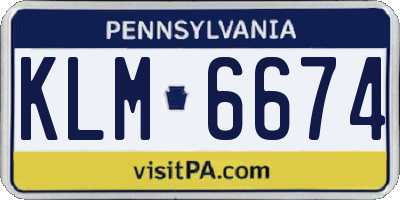 PA license plate KLM6674