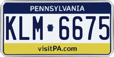 PA license plate KLM6675