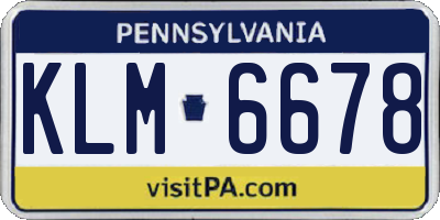 PA license plate KLM6678