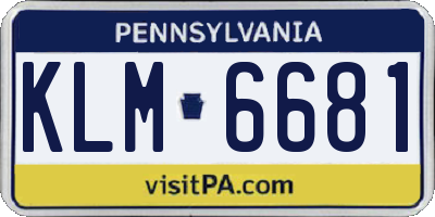 PA license plate KLM6681