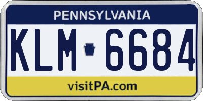 PA license plate KLM6684