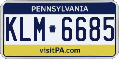 PA license plate KLM6685