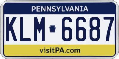 PA license plate KLM6687
