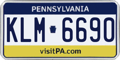 PA license plate KLM6690
