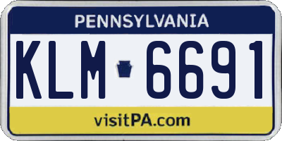 PA license plate KLM6691