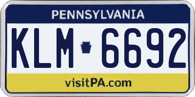 PA license plate KLM6692