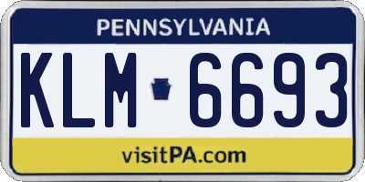 PA license plate KLM6693