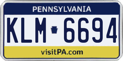 PA license plate KLM6694