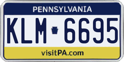 PA license plate KLM6695