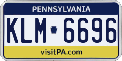 PA license plate KLM6696