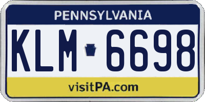 PA license plate KLM6698