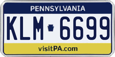 PA license plate KLM6699