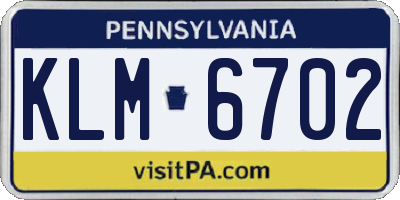 PA license plate KLM6702