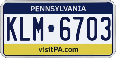 PA license plate KLM6703